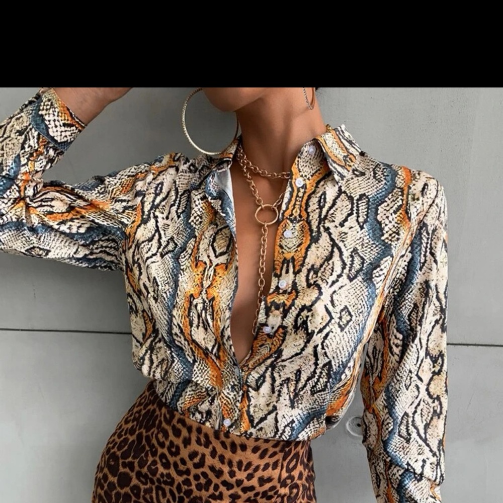 Multicolored snake skin blouse